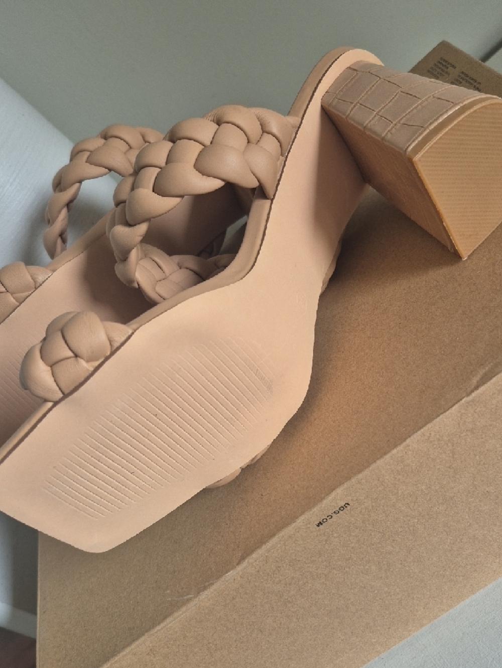 Braided Double-Strap Heel Slides in Nude - Picture 5 of 6